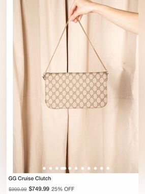 Vintage Boho authentic Gucci canvas clutch - genuine leather, beautiful quality!